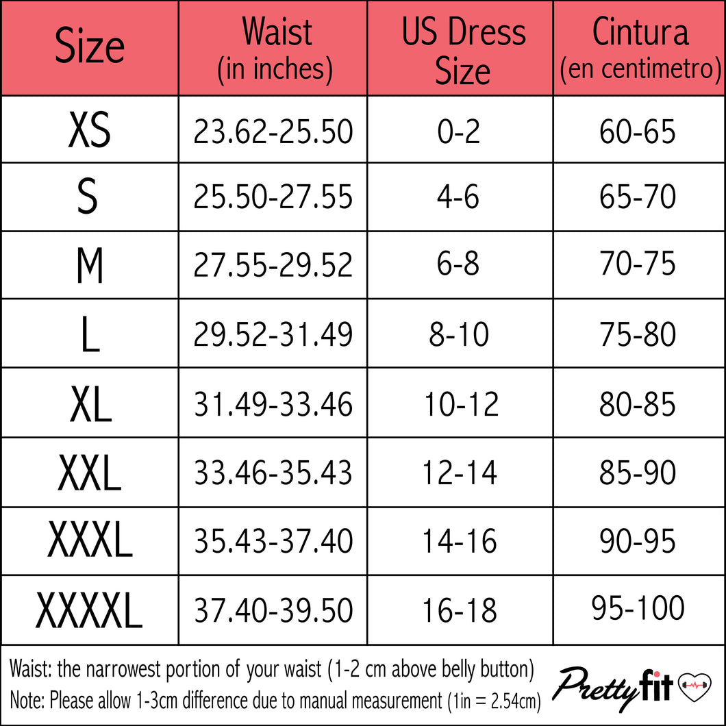 SIZE CHART - Pretty Fit J